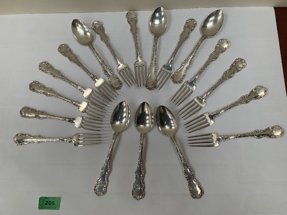 A collection of Birks silver cutlery to comprise six spoons and twelve forks. Marked sterling.