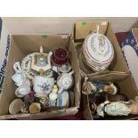 Four boxes of ceramics and sundries