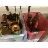 A quantity of copper and brassware