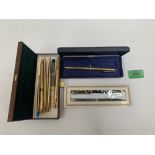 A Shaeffer gold filled ballpoint pen and other pens