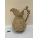 A Ridgway Pipe and Pan pattern jug decorated in relief. c.1838. 8½' high