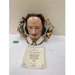 A Royal Doulton William Shakespeare character jug with certificate. Ltd. edition no 1385/2500. 7'