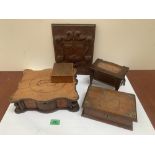 A collection of treen boxes etc.