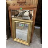 A gilt framed wall mirror and another in satinwood. (2)