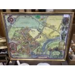 A framed map of Eton College. 17½' x 22'
