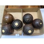 Five lignum bowling woods and one other