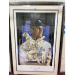 A print of the England cricketer Alec Stewart. Signed by Stewart 32' x 21'