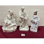 Three 19th century Staffordshire figures, the tallest 12' high