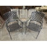 A set of three and a pair of metal garden chairs (5)