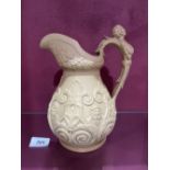 A Ridgway Pipe and Pan pattern jug decorated in relief. c.1838. 8½' high