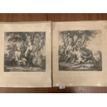 A pair of late 18th century French engravings after Le Sueur, 'Les Muses Melpomene, Polybynie et