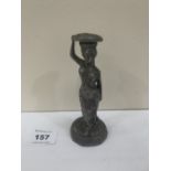 A 19th century pewter figural pounce pot. 4¾' high