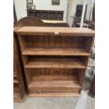 A pine open bookcase with base drawer. 36'w x 42½'h. Drawer handle lacking