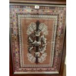 A framed beadwork and tapestry picture. 27½' x 20'
