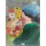 20TH CENTURY SCHOOL Lady with flowers and another work verso, portrait of a lady. Oil on canvas