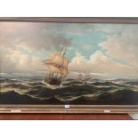 DAVID JAMES. BRITISH 1853-1904 In choppy waters. Signed and dated '79. Oil on lined canvas. 30' x