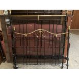 A Victorian 4'6' brass and iron bedstead