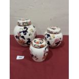 Three Mason's Mandalay pattern graduated jars with covers