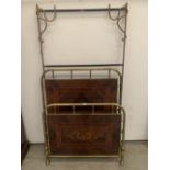 A 19th century French 3'2' brass and inlaid marquetry wood bedstead