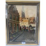 P. H. YACOBY. BELGIAN 20TH CENTURY A town market. Signed. Oil on pine panel 16' x 11¾'