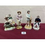 Four small 19th century Staffordshire figures