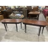 A pair of George IV mahogany pier tables on tapered reeded legs. 54' wide