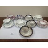 Nine 19th century cups and saucers