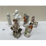 Six 19th century Staffordshire figures, the tallest 5' high