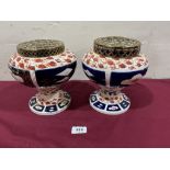 A pair of Arthur Wood Imari decorated rose bowls. 8' high