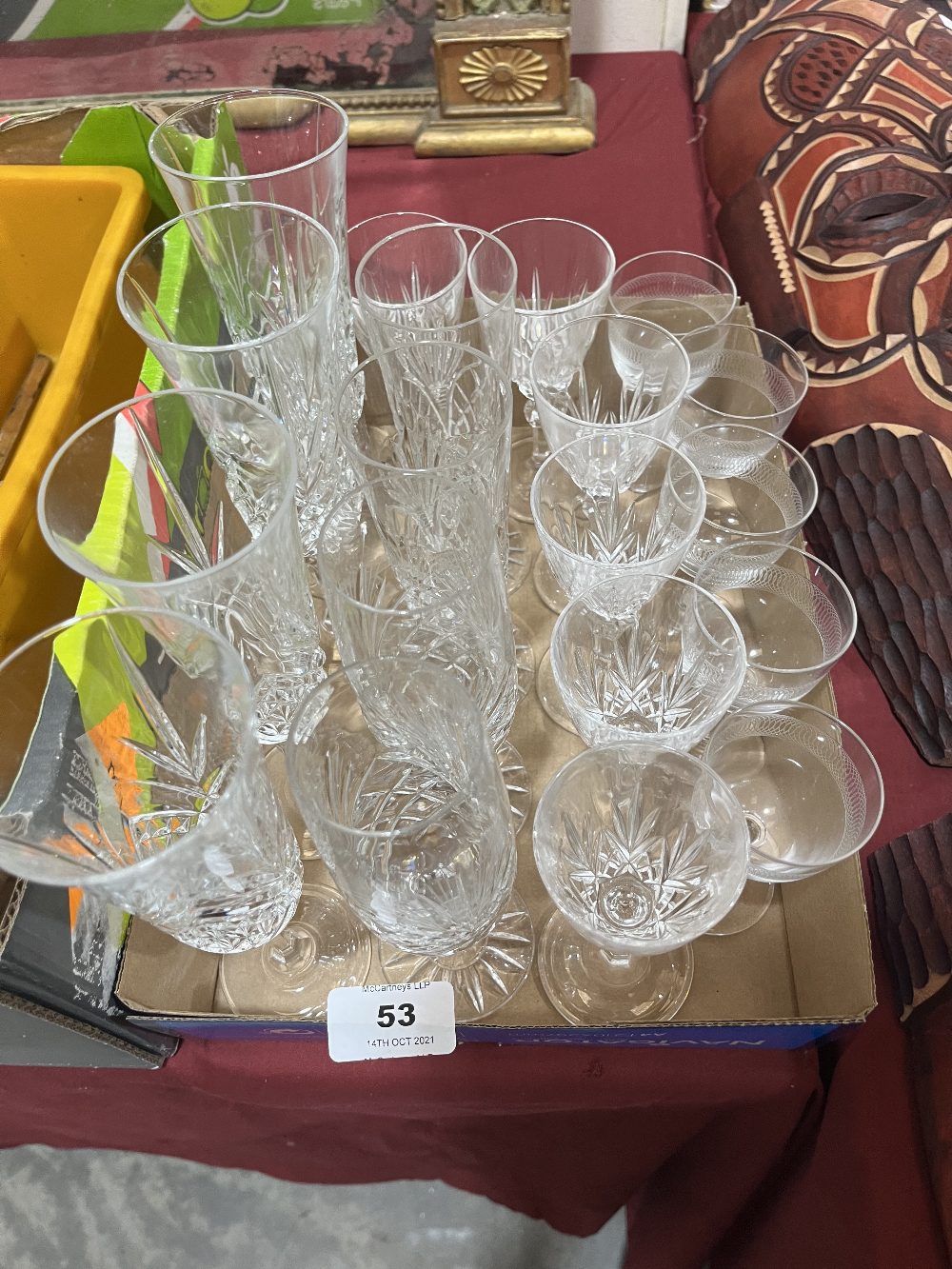 A quantity of drinking glasses