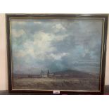 J.M. COATES. BRITISH 20TH CENTURY Farm in an extensive landscape. Signed. Oil on canvas board. 16' x