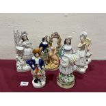 Five 19th century Staffordshire figures, 7½' - 10' high