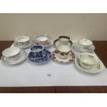 Eight 19th century cups and saucers