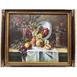 EUROPEAN SCHOOL. 20TH CENTURY Still life of fruit with wine glass. 19½' x 24'