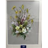 MARY BROWN. BRITISH 20TH CENTURY A study of summer flowers. Signed. Watercolour 12' x 8½'