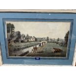 ENGLISH SCHOOL. 19TH CENTURY A canal towpath with figures and cattle. Watercolour 10½' x 18'