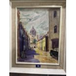 JULIAN MELGRAVE. BRITISH 20TH CENTURY A street in Montemartre. Signed. Oil on canvas 18' x 14'