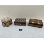 A Khatam inlaid box and two other eastern boxes