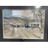 JOHN COOKE. BRITISH 20TH CENTURY Landscape with farmhouse. Signed. Watercolour 14' x 20'