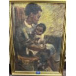 20TH CENTURY SCHOOL Mother and child. Oil on board