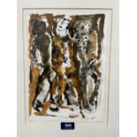 NAN FRANKEL. BRITISH 1921-2000 Abstract figure study. Signed and dated '96. Watercolour 11¼' x 8'