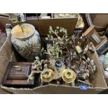Two boxes of metalware and sundries