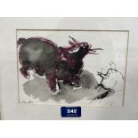 NAN FRANKEL. BRITISH 1921-2000 Study of a rat. Signed. Watercolour 5¼' x 7½'