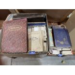 Two boxes of cigarette cards in albums, loose and silks etc.