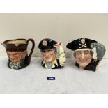 3 Royal Doulton character jugs, Old Charley; Yachtsman D6820 and Long John Silver D6335