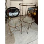 A set of three gilt metal glass topped occasional tables, each 21½' diam.
