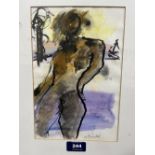 NAN FRANKEL. BRITISH 1921-2000 Female nude study. Signed. Ink and watercolour on paper 9½' x 6½'