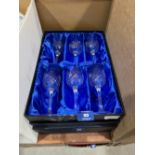 Twelve Bohemia Crystal wine glasses. Boxed