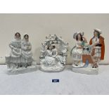 Three 19th century Staffordshire figure groups. 9½' - 10½' high