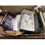 A box of stamps, catalogues etc.